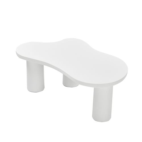 Table Basse En Forme De Nuage Blanche Avec Patins En Feutre 107 X 66 X 40.5 Cm