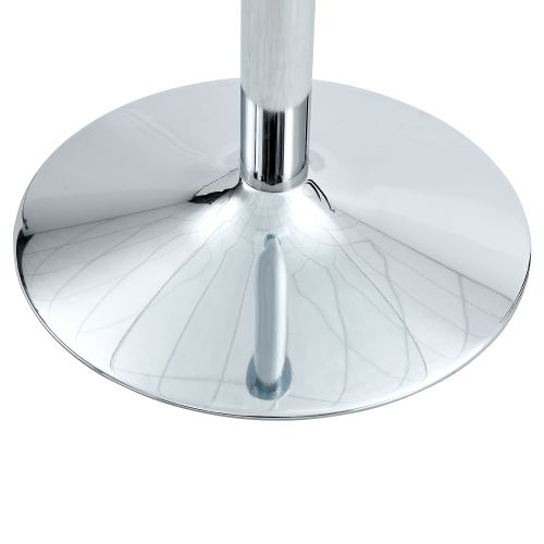 Table Haute De Bar Ronde 85 Cm, Plateau En Verre Transparent, Pied En Métal Argenté