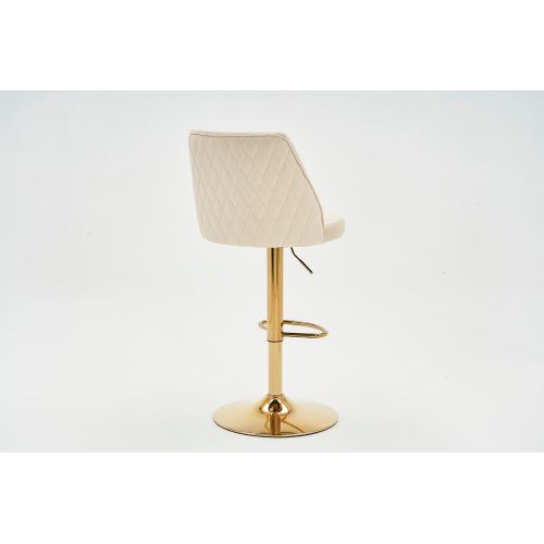 Lot De 2 Tabouret De Bar En Velours, Dossier Haut Rembourré, Pivotant Et Réglable, Beige