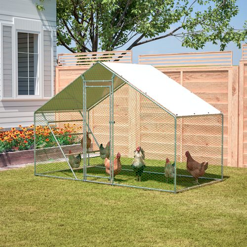Enclos Volière En Métal Galvanisé 3x1,5x2 M Avec Toit Pe, Porte Verrouillable, Gris