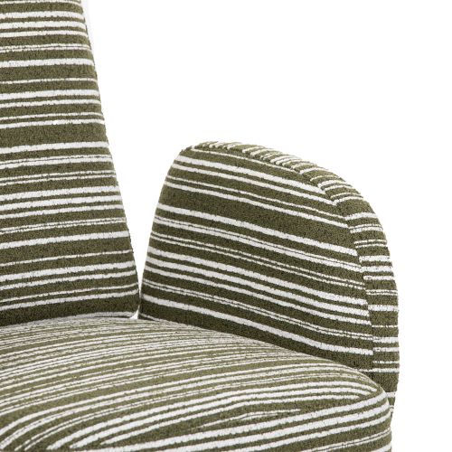 Fauteuil Moderne En Bouclé, Dossier Ergonomique, Pieds En Bois, Vert Olive
