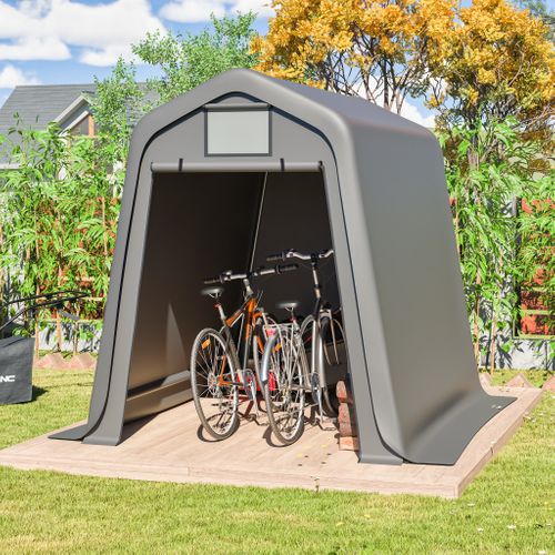 Abri De Rangement Extérieur Gris 245x183x217 Cm - Bâche Pe Étanche, Anti-uv, Rideaux à Fenêtres