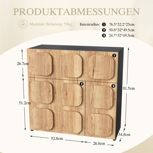 Buffet Noir Et Bois - 5 Grands Compartiments