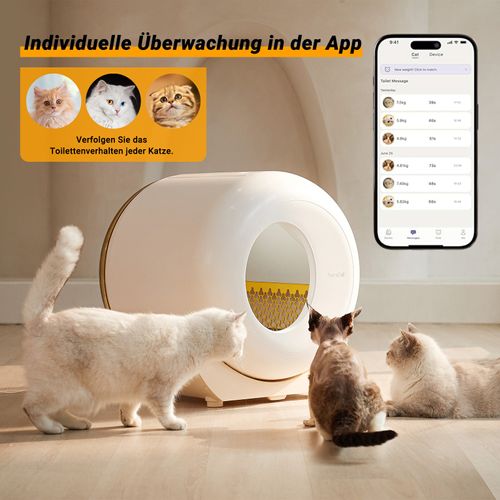 Bac à Litière Autonettoyant Pour Chat Avec Capteur, Veilleuse, Tambour Amovible