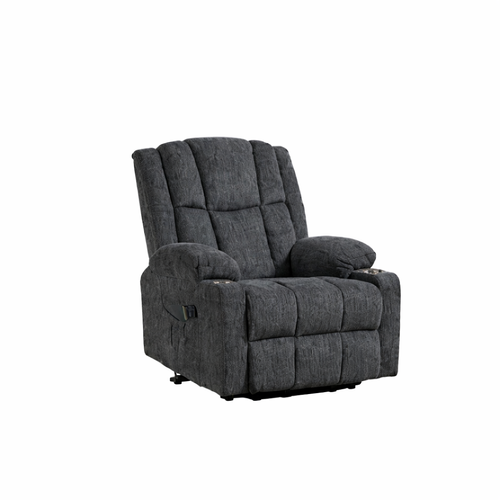 Fauteuils Releveurs Électriques, Dossier Inclinable, Velours, Gris Foncé