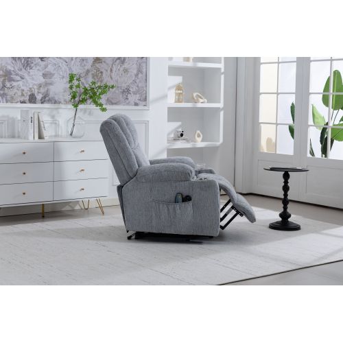 Fauteuils Releveurs Électriques, Velours, Motorisés, Gris Clair