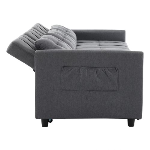 Canapé Convertible 3 Places Modulable Et Pliable Avec Rangement, Gris