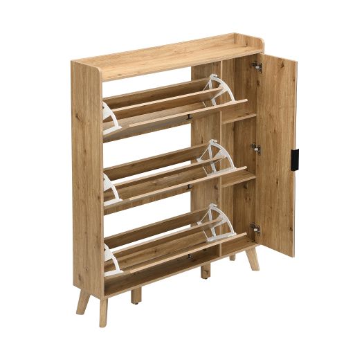 Meuble à Chaussures Bois Moderne Avec Miroir Et Portes à Charnières, Avec Étagère