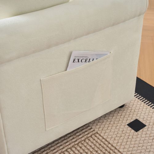 Canapé D'angle Convertible Réversible 3 Places Avec Coffre En Chenille Beige