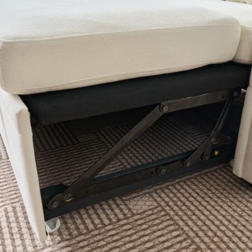 Canapé D'angle Convertible En U 4-5 Places Avec Coffre, En Chenille, Beige