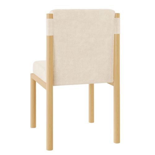 Lot De 2 Chaises De Salle à Manger, Assise Épaisse En Sherpa, Piètement Effet Chêne, Beige