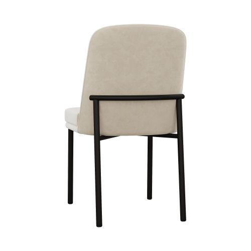 Lot De 2 Chaises De Salle à Manger, Assise Épaisse En Velours, Piètement Métal Noir, Beige