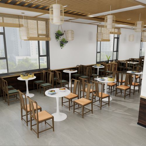 Bout de canapé Ronde Blanche à Pieds Hauts En Marbre Artificiel