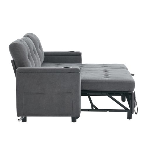 Canapé D’angle Convertible 3 Places Avec Rangement Intégré Et LED