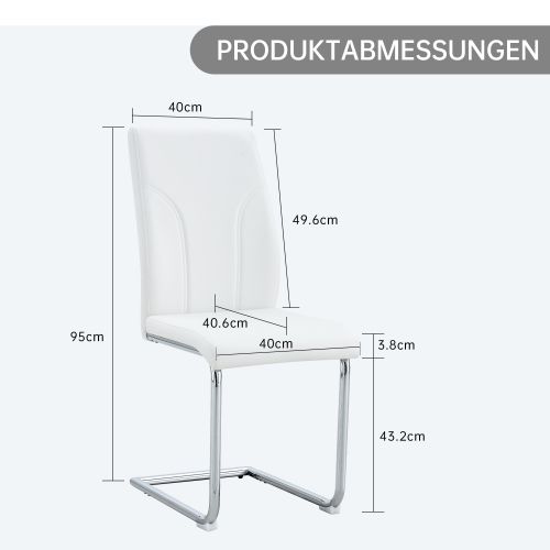 Lot De 2 Chaises De Salle à Manger, En Pu, Piètement Métal Argenté, Blanc Et Argent