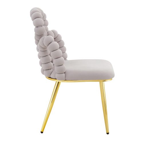 Lot De 2 Chaises De Salle à Manger, Assise Velours, Piètement Métal, Gris Clair