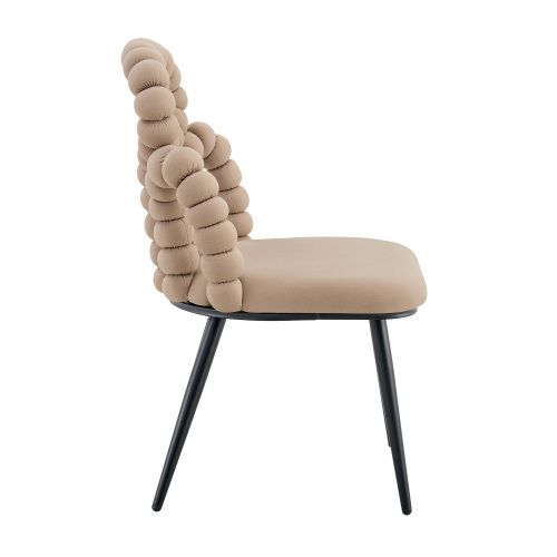 Lot De 2 Chaises De Salle à Manger, Assise Rembourrée En Velours, Pieds Métal, Camel