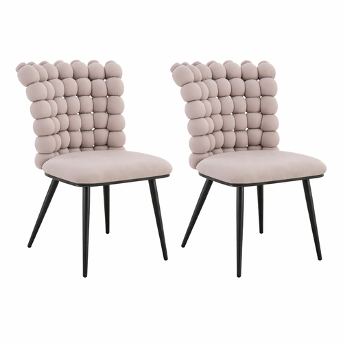 Lot De 2 Chaises De Salle à Manger, Assise Velours, Pieds Métal Noir, Gris Clair