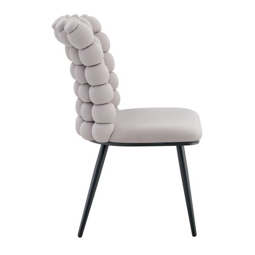 Lot De 2 Chaises De Salle à Manger, Assise Velours, Pieds Métal Noir, Gris Clair