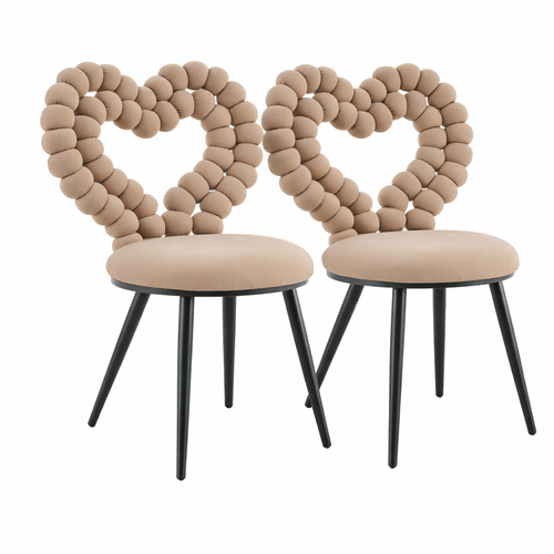 Lot De 2 Chaises De Salle à Manger, Assise Velours, Pieds Métal Noir, Camel