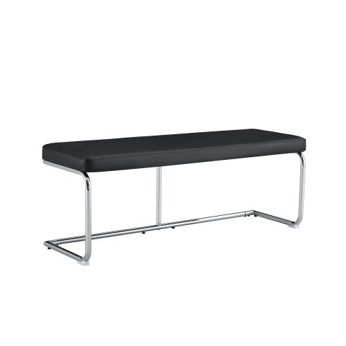Banc D'entrée 130 Cm, Assise En Simili Cuir, Piètement Métal Chromé, Noir