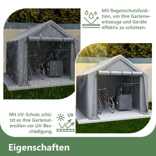 Abri De Rangement Extérieur 244x241x217 Cm En Acier Galvanisé, Toile Pe 170 G/m², Gris Foncé