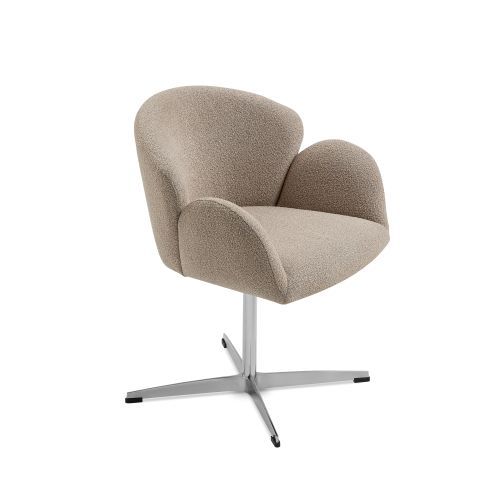 Chaise Pivotante En Tissu, Piètement Inox Poli, Assise Ergonomique, Marron