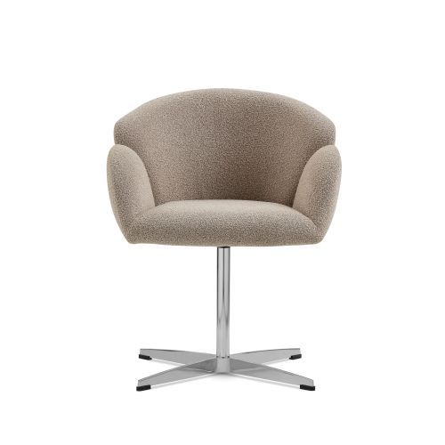 Chaise Pivotante En Tissu, Piètement Inox Poli, Assise Ergonomique, Marron