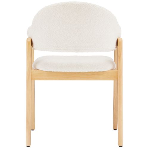 Lot De 2 Chaises De Salle à Manger En Tissu, Dossier Incurvé, Pieds En Bois, Blanc