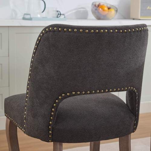 Lot De 2 Chaise De Salle à Manger, Tissu Chenille, Dossier Ajouré, Noir