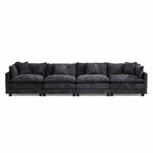 Canapé Modulaire 4 Places En Chenille Noire