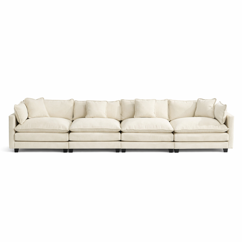 Canapé Modulable 4 Places En Chenille Beige