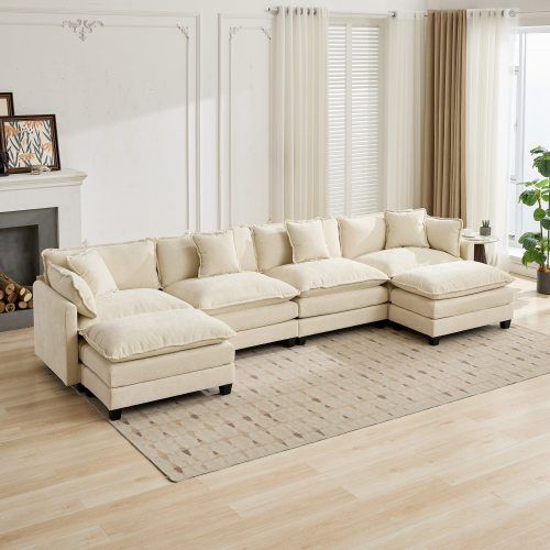 Canapé Modulable 4 Places En Chenille Beige