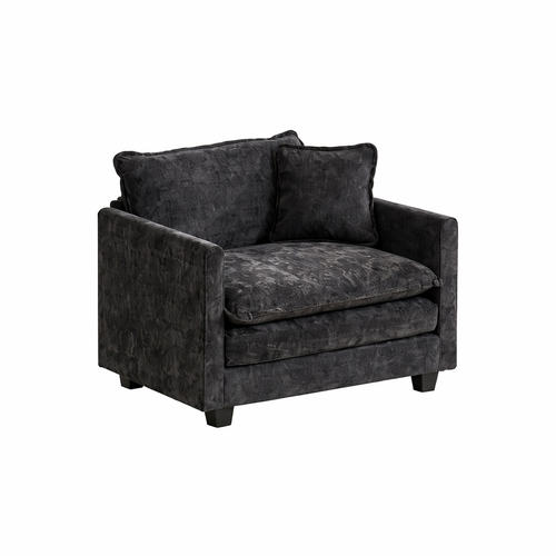 Fauteuil 1 Place En Chenille, Coussin Double Couche, Noir