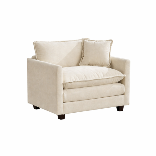 Fauteuil 1 Place, Tissu Chenille Respirant, Coussin Double Épaisseur, Beige