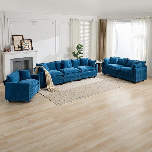 Fauteuil 1 Place En Chenille, Coussin Double Couche, Bleu