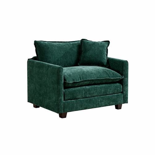 Fauteuil 1 Place En Chenille, Coussin Double Épaisseur, Vert