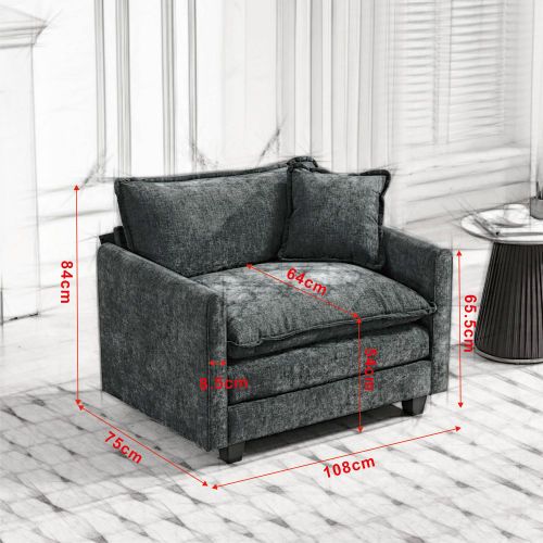 Fauteuil 1 Place En Chenille, Coussin Double Épaisseur, Vert