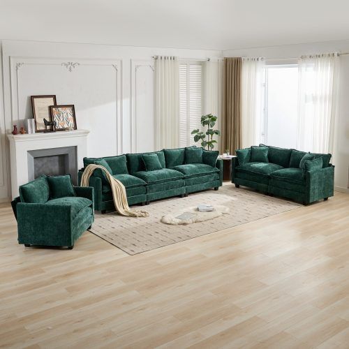 Fauteuil 1 Place En Chenille, Coussin Double Épaisseur, Vert