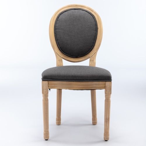 Lot De 2 Chaises De Salle à Manger Style Français, Cadre En Bois Massif, Gris