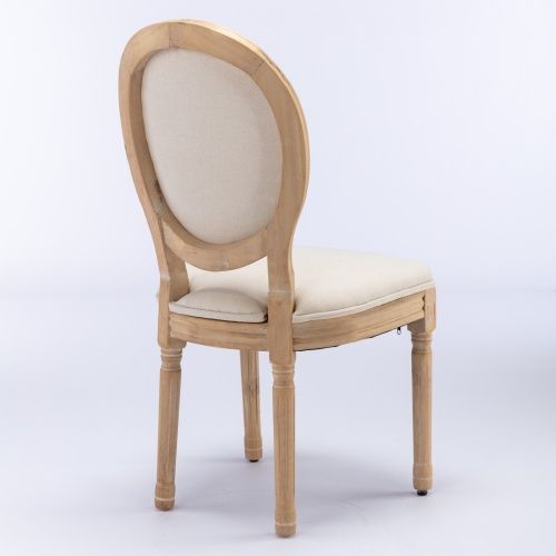 Lot De 2 Chaises De Salle à Manger, Style Français, Cadre En Bois Massif, Beige