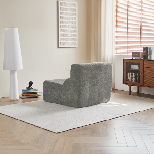 Fauteuil fixe 1 Place En Velours, Dossier Fixe, Mousse Haute Densité, Gris