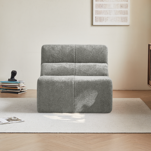 Fauteuil fixe 1 Place En Velours, Dossier Fixe, Mousse Haute Densité, Gris