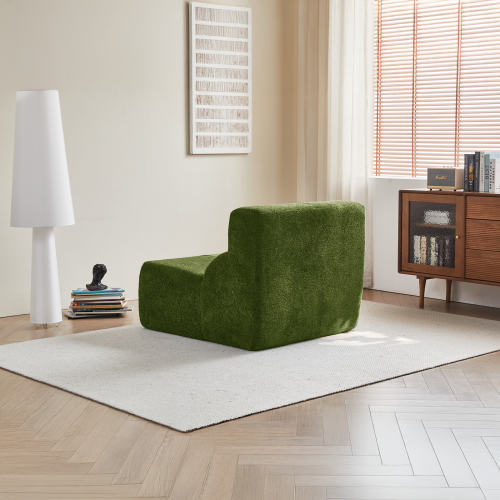 Fauteuil fixe 1 Place En Velours, Dossier Fixe, Mousse Haute Densité, Vert