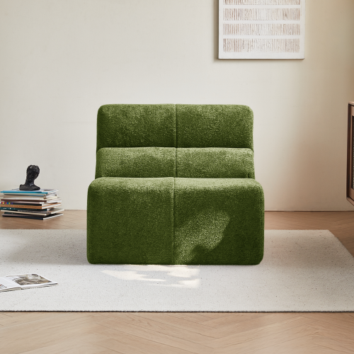 Fauteuil fixe 1 Place En Velours, Dossier Fixe, Mousse Haute Densité, Vert