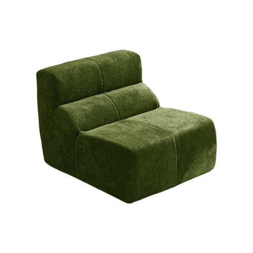 Fauteuil fixe 1 Place En Velours, Dossier Fixe, Mousse Haute Densité, Vert