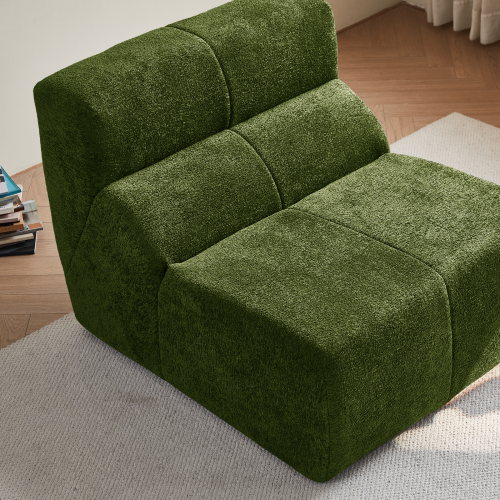 Fauteuil fixe 1 Place En Velours, Dossier Fixe, Mousse Haute Densité, Vert