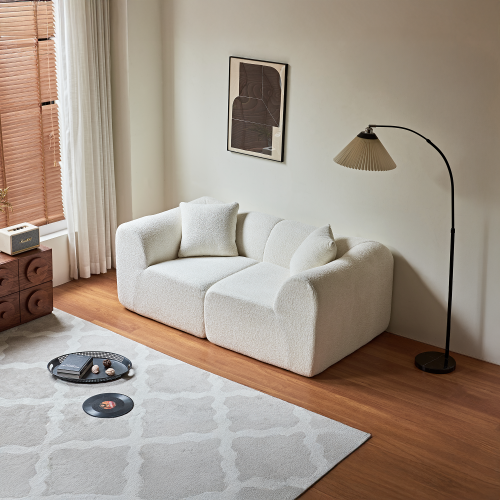 Canapé 2 Places En Velours Compressé Avec 2 Coussins, Design Moderne