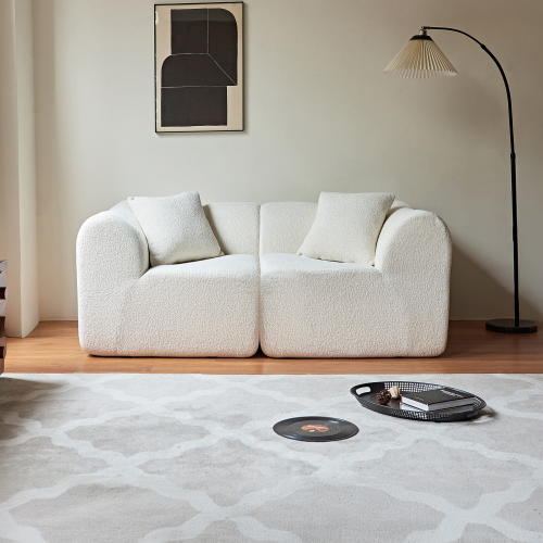 Canapé 2 Places En Velours Compressé Avec 2 Coussins, Design Moderne