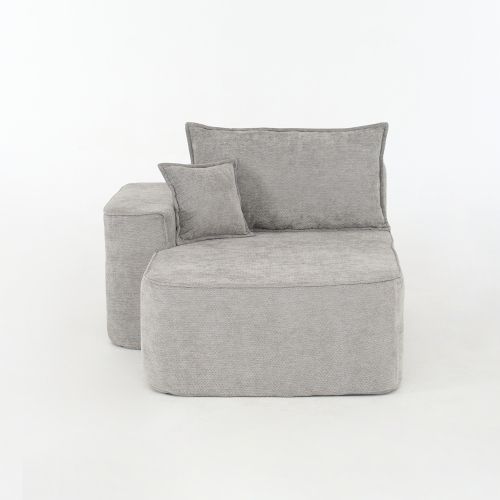 Méridienne 2 Places 144 Cm En Chenille Grise, Coussin Inclus